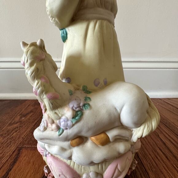 Victorian Santa Musical Figure Plays White Christmas Horse Floral Vintage - Picture 9 of 16